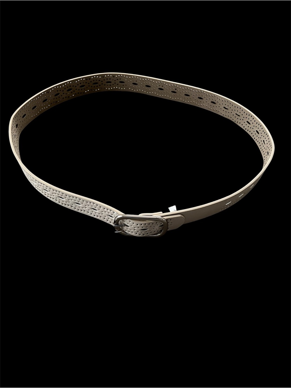 Nine West Cream Perforated Belt with Silver Buckle Size L - Picture 6 of 6